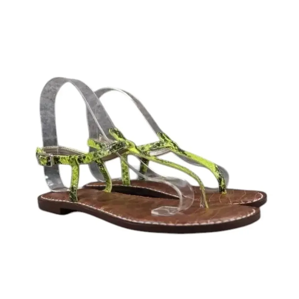 Sam Edelman Shoe Women 5.5 Sandal Fashion Snake Print Neon Gigi Flat Ankle Strap